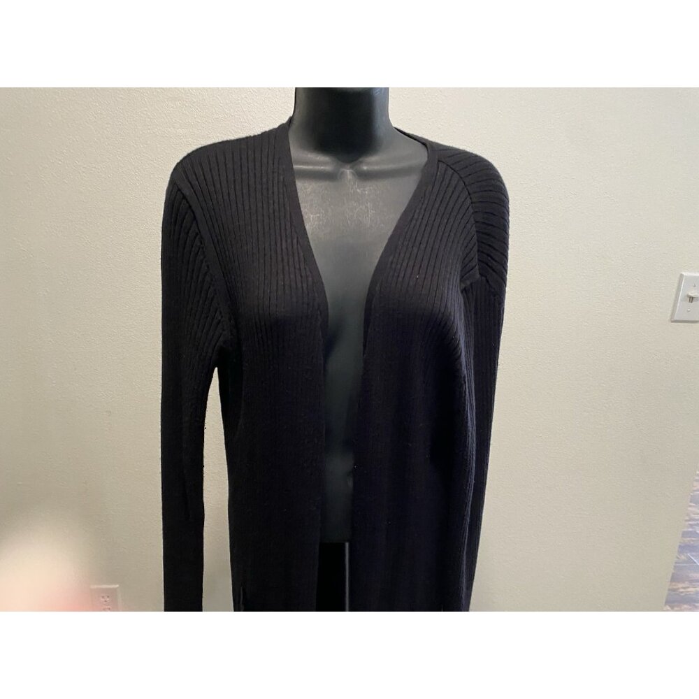 Faded Glory Womens XL (16/18) Sweater Button Down Thigh Length Black Runs Small - Picture 2 of 9